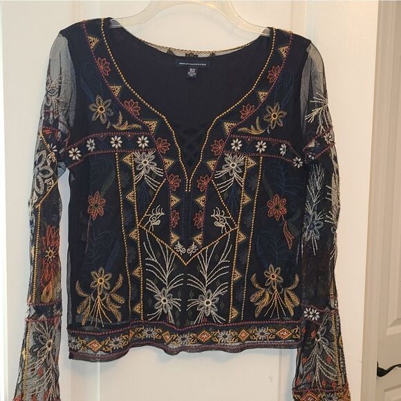 American Eagle Sheer Embroderied Boho Blouse - Picture 4 of 12